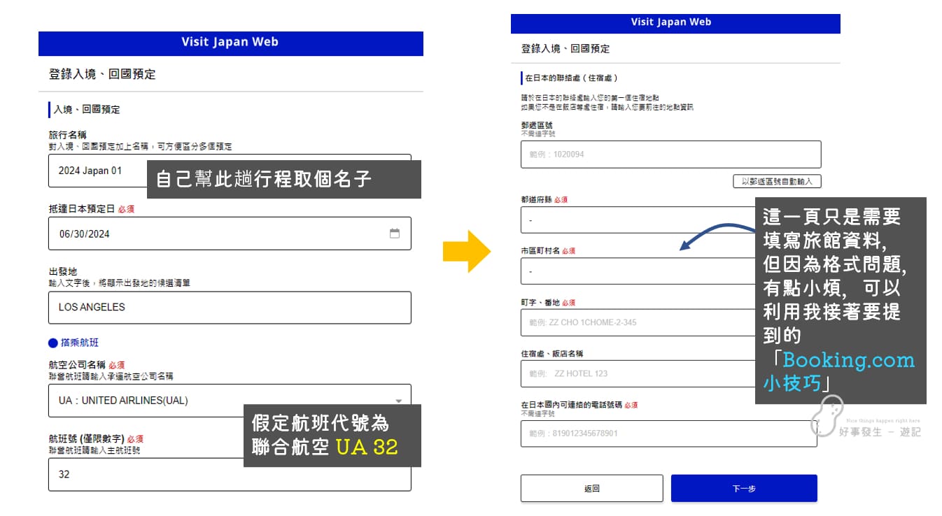 Fill in the data to register a new trip on VJW