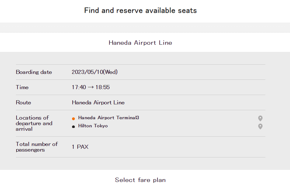 Choose from the available cars to reserve seat.